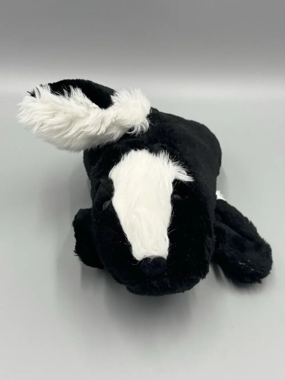 Skunk Plush Full Body Hand Puppet Stuffed Animal Black White 12 Inch